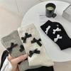 Ballet Fairy Style: Women's Spring/Summer Cotton Mid-Calf Socks - Thin, Sweat-Absorbent, Classic Bow Design In Black, White, and Grey.