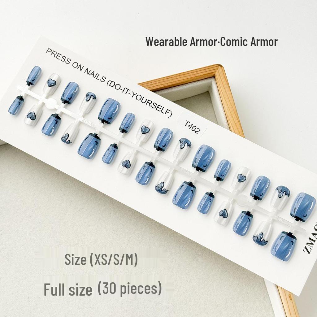 Nail Art Gilded Cat's Eye Blush Tips - 30-Piece Set, Handmade & Ready-to-Wear In XS/S/M