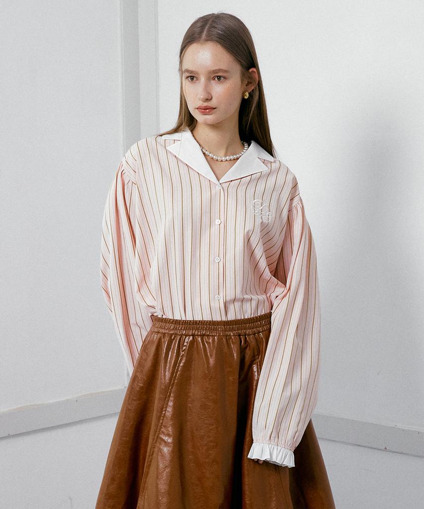 DEWEDEWE Notched Collar Shirt_Pink