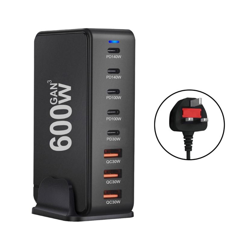 600W Desktop GaNs Chargers USB C USB A Charging Station Desktop Mutliport for Fast Chargers Laptop Power Adapter