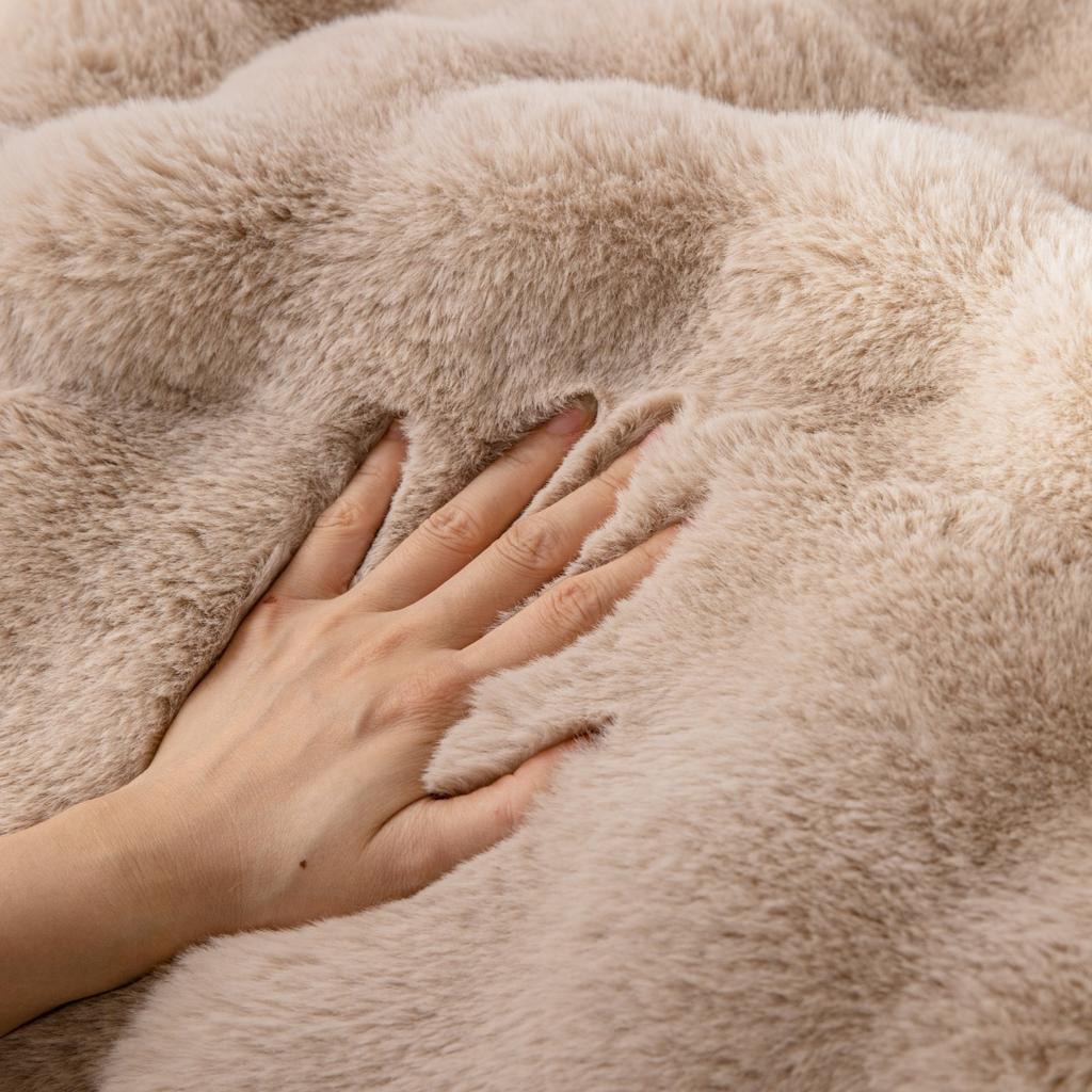 Samt Saumdekor Verdicken Imitation Kaninchenfell Plüsch Sofabezug Rutschfest Sofa Handtuch Couch Kissenbezug für Wohnzimmer