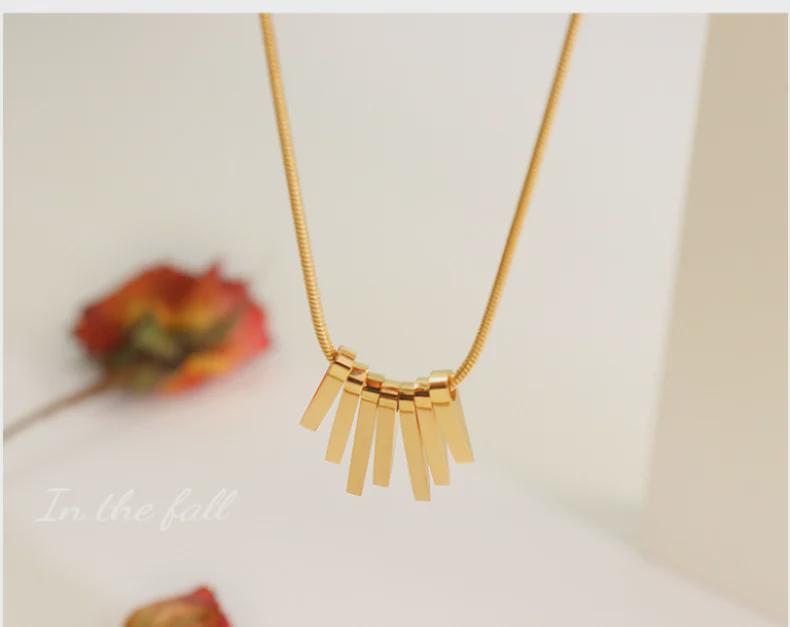 European & American Luxury Geometric Pendant Necklace: Irregular Square, Gold-Plated Titanium Steel