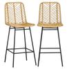 2 Piece Set Bar Stools In Boho Design PE Rattan Including Footrest 42.5 Cm X 52 Cm X 102 Cm Yellow And Black
