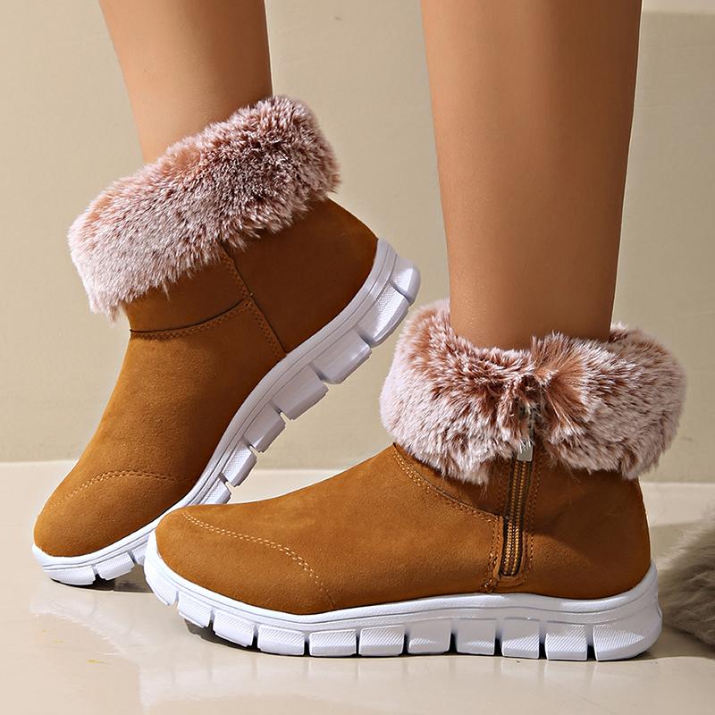 

Fashion Fluffy Faux Fur Snow Boots for Women Winter Warm Thick Plush Cotton Padded Shoes Woman Comfort Slip On Flat Ankle Boots 43 коричневый