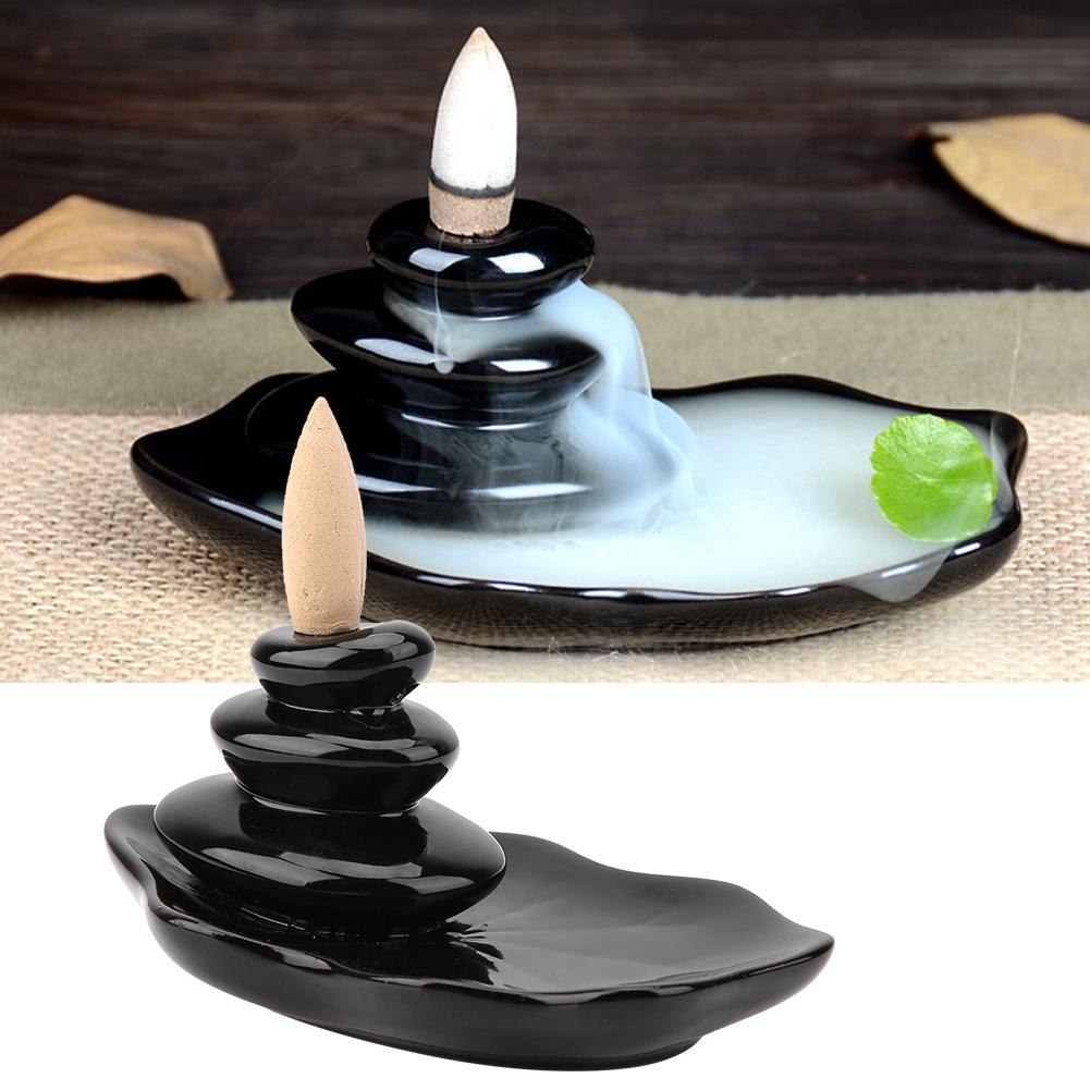 Home Decor Black Glaze Backflow Stick Incense   Ceramic   for Thouse