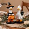 Talos Halloween Gås Figur, Heks Hat Harpiks Ornament, Sød Spøgelse Statue til Bordplade Kaminhylde Feriedekoration