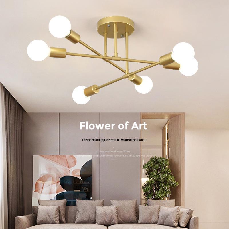 Modern Minimalist Chandelier: Cross-Border Wrought Iron Pendant Light for Bedroom and Study In American Industrial Style
