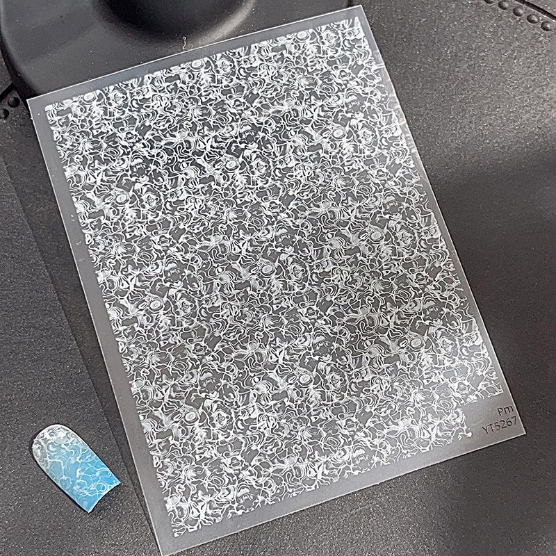 Soft Solid Color Self Adhesive Flat Nail Art Decorations Stickers Manicure Decals Solid Color Ultra-thin White Sea Waves