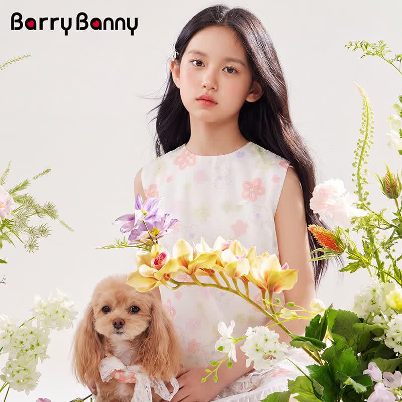 BARRY BANNY Girls' Sleeveless Floral Midi Dress