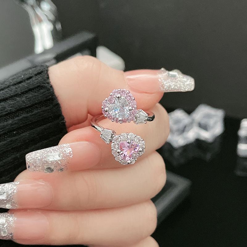 

Изысканное кольцо с розовым бриллиантом в форме сердца и цветка: Роскошный дизайн с бабочкой и лебедем для женщин