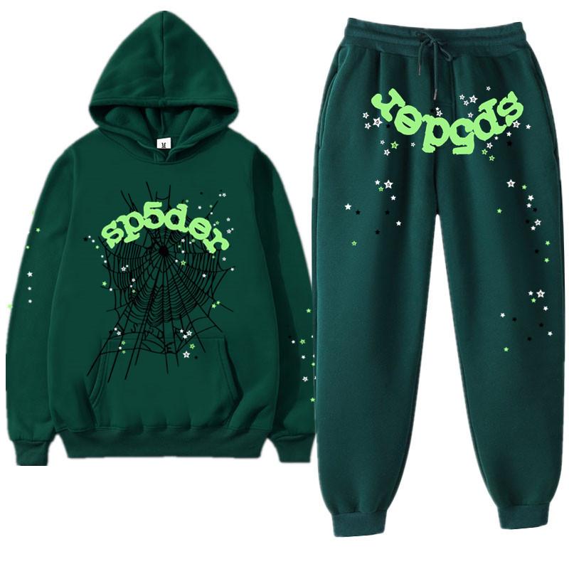 European and American Trendy Hip-hop Singer Letter Sp5der Printed Couple Sweater Men's and Women's Hoodies Sweatshirt Set