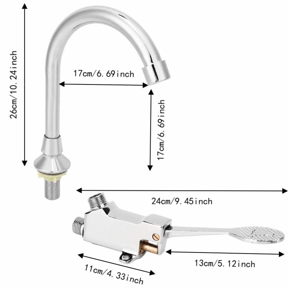 Copper Foot Operated Faucet Single Cold Water Faucet Set Durable Foot Pedal Faucet  Commercial