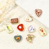 2 PCs Brass Charms Heart Rectangle Double-Sided Flower Lobster Printed 18K Gold Plated Pendants DIY Necklace Jewelry Findings
