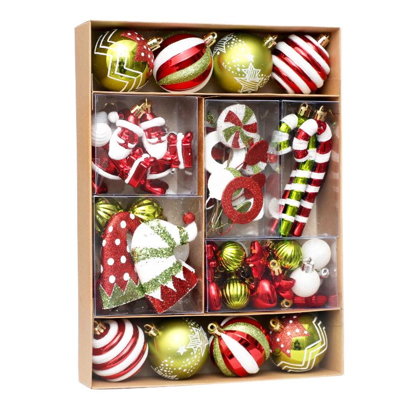 50-Piece Painted Christmas Ball Ornament Set for Tree Decorations