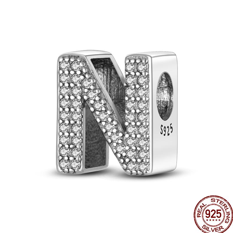 Copper 26 Letter Copper Series Shiny Zircon Lucky Letter Beads Charm Suitable Fit 3Mm Original Bracelet