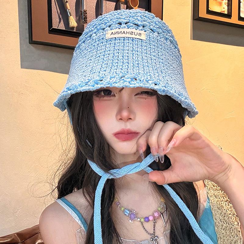 

Uv Protection Crochet Sun Hat For Women Breathable Thin Foldable Summer Sun Hat For Women Beach Vacation синий