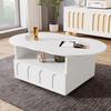 Coffee Table with Drawer Storage Compartments 2-Tiers Rounded Corner Smooth Surface Easy Assembly Cloud Shaped Coffee Table Home