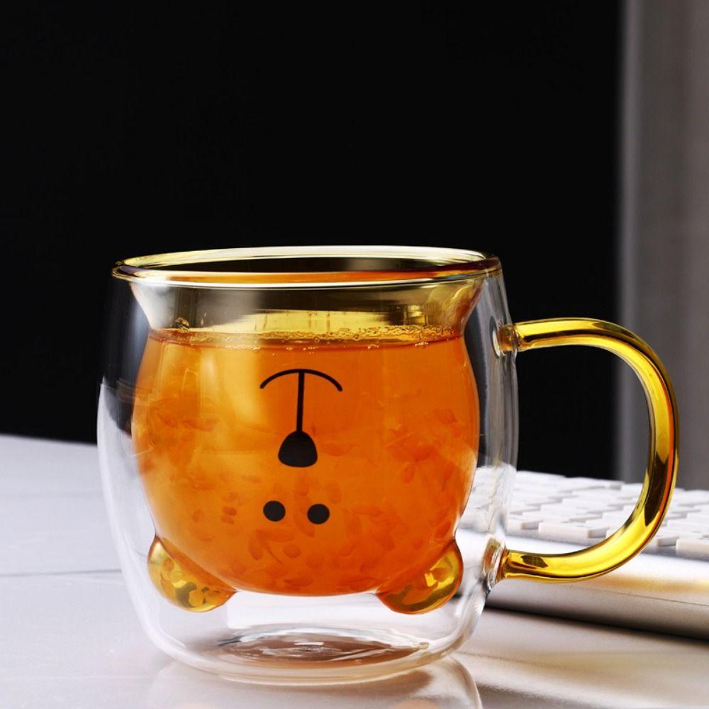 250ml Cute Bear Mugs Transparent Coffee Mug Personal Bear Tea Coffee Cup Home Furnishings