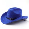 Classic simple belt, western cowboy hat, woolen jazz top hat, men's and women's ethnic style autumn and winter felt hat, big eaves hat