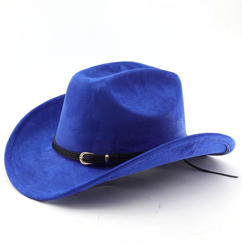 Classic simple belt, western cowboy hat, woolen jazz top hat, men's and women's ethnic style autumn and winter felt hat, big eaves hat