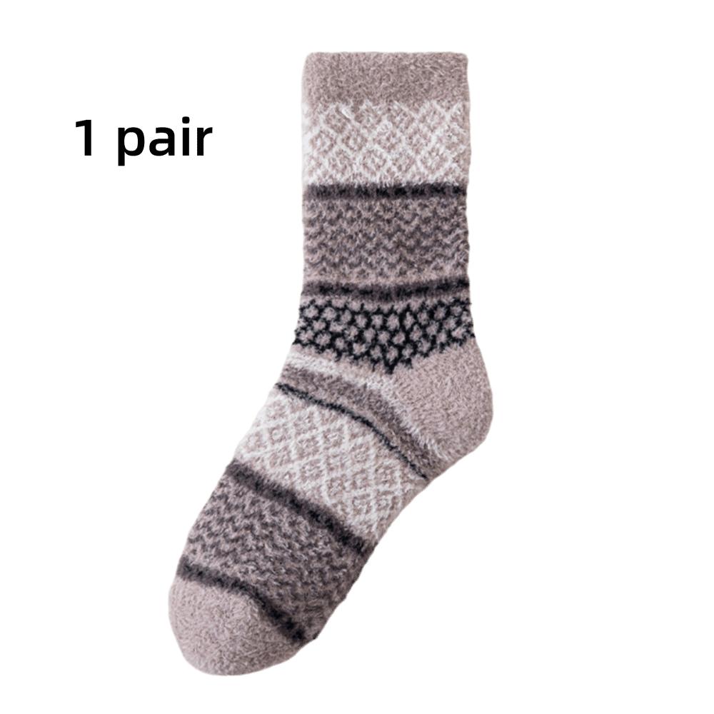 Fashion Autumn Winter Coral Fleece Socks Thicken Warm Sleep Socks Soft Half Fleece Medium Tube Sock For Women Girls