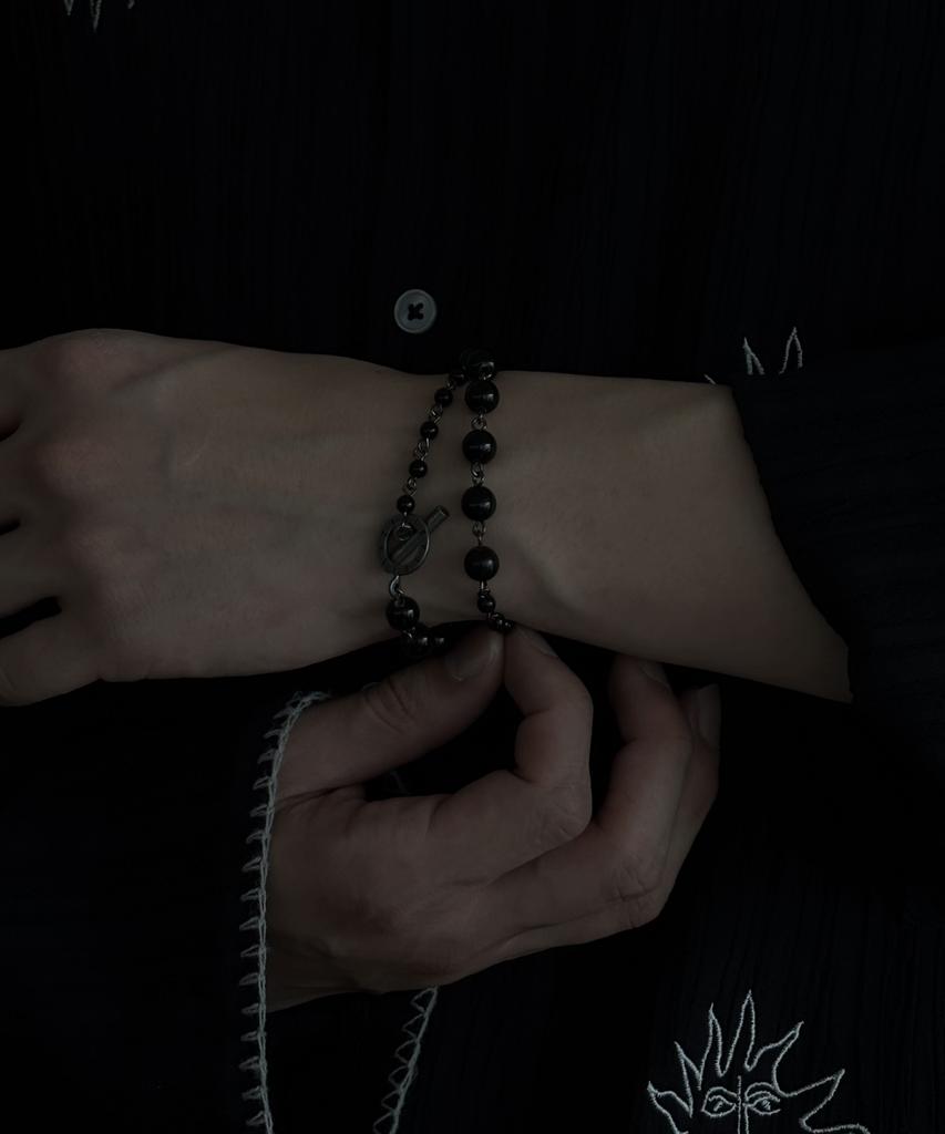 Pimadaziwin Black Chain Pearl Bracelet