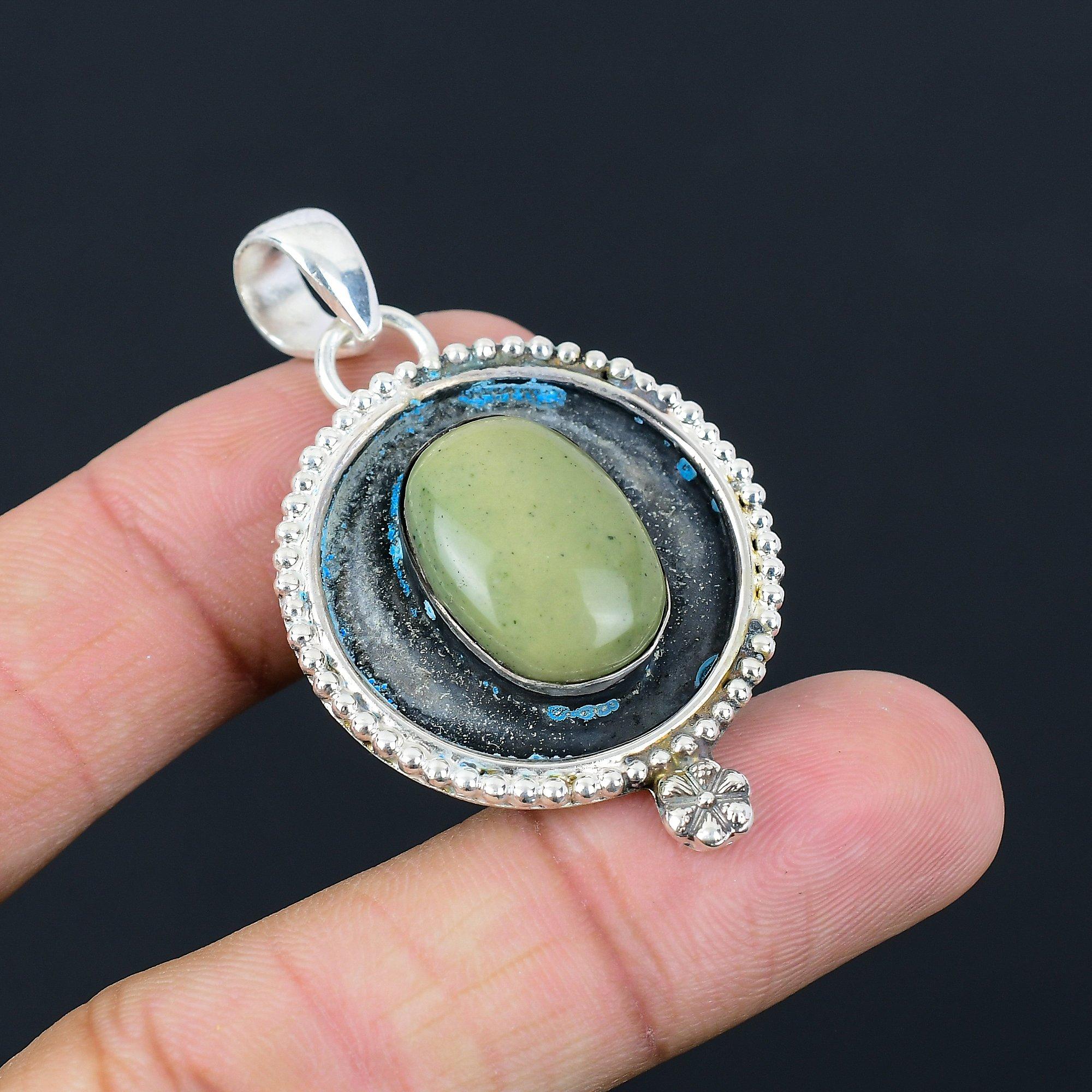 Daughters Day Sale 925 Sterling Silver Polychrome Jasper Stone Elegant Pendant