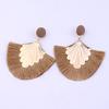 Stylish Bohemia Beach Party Fringed Fan Shape Dangle Women Stud Earrings Jewelry Gift