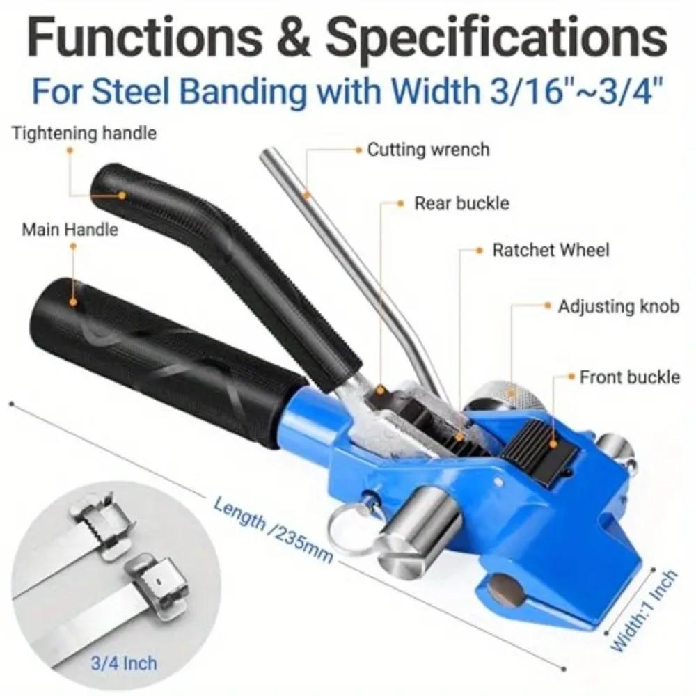 Stainless Steel Zip Tie Gun with Ratchet Mechanism for Secure Cable Ties Packing