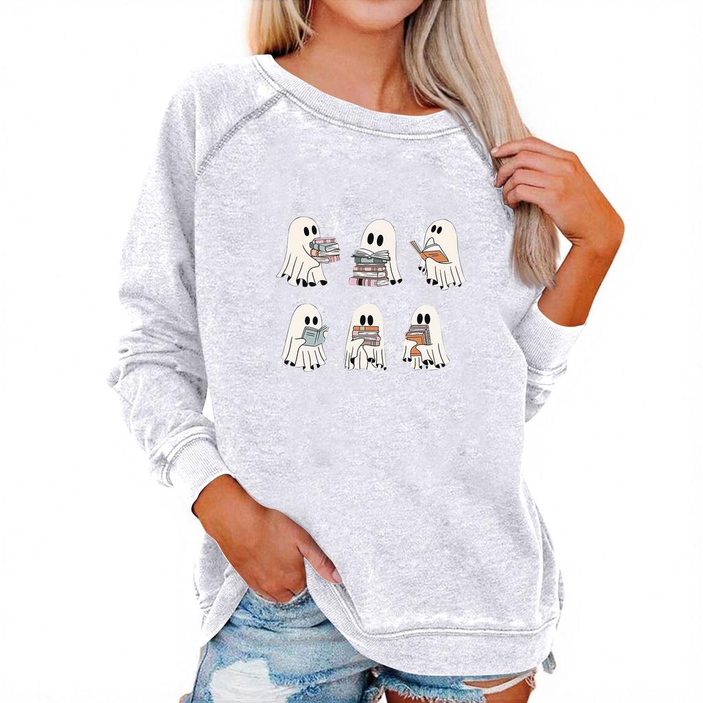 Women's Casual  Raglan O-neck Long Sleeve Halloween Print Top