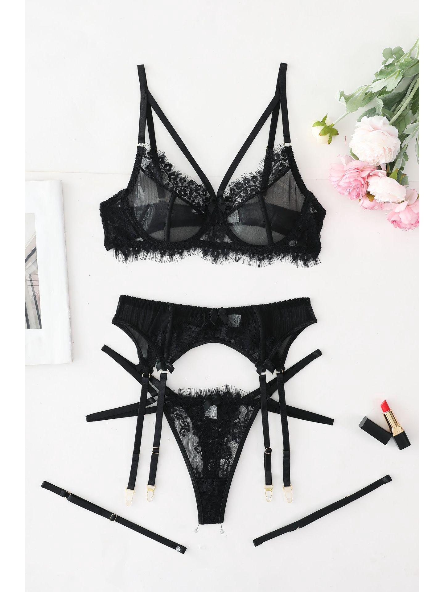 

Жіночі сексуальні мереживні підв язки з віями: Спокуслива та Елегантна Коригувальна Білизна Medium чорний