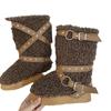 2025 Winter New Wool Boots Children Punk Lamb Platform High Heel Snow Boots Plush Long Shoes Europe and America