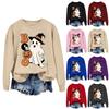 Women's Casual Comfort Neck Long Sleeve Halloween Print Sweatshirt