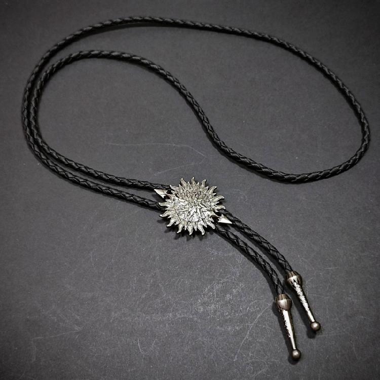 Men's Classical Leather Cord Bolo Tie with Metal Pendant Western Vintage Necktie Shirt Collar Necklace for Festivals