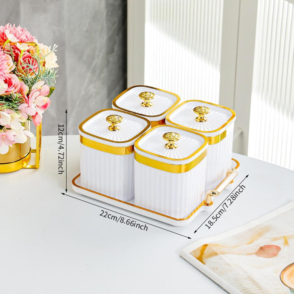 Dried Fruit Plate Candy Nuts Dish with Lid 4 Grids Divided Serving Dishes Appetizer for Party