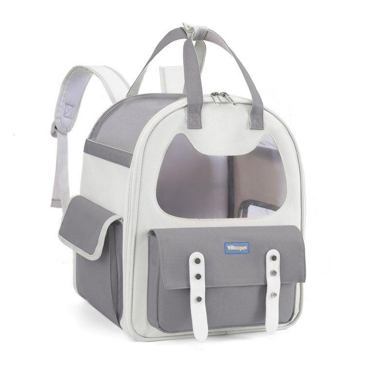 

Expandable Breathable Pet Backpack: Large Capacity, Double Shoulder & Handheld for Dogs and Cats Recommended for cats under 20 lbs [40*23*33CM]