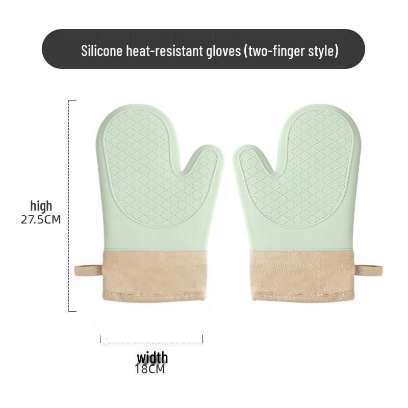 Hitzebeständige Silikon-Ofenhandschuhe: Fünf-Finger-Verbrühschutz, verdickt für Hochtemperatur-Backen und Mikrowellengebrauch.
