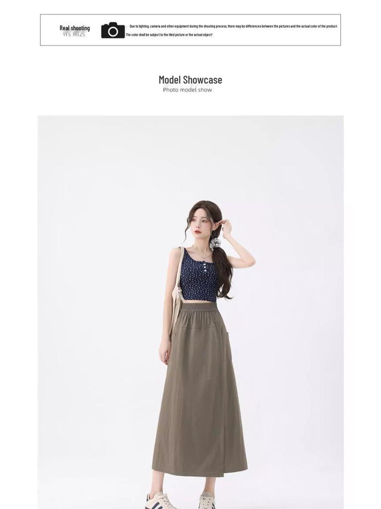 Gray Yamamoto Slimming A-line Culottes: High-Waist, Petite Fit, Wide-Leg Midi Skirt for Summer 2025