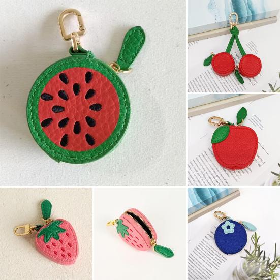 Cute Fruit Coin Purse Bag Charm Mini Fruit Coin Wallet Zipper Change Purse Keychain Charm for Handbag Tote Wallet Accessories