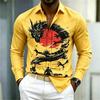2026 New Men's Shirt White Black Red Contrast Dragon Pattern Shirt Street Style Fashion Casual Business Long Sleeve Men's Wear