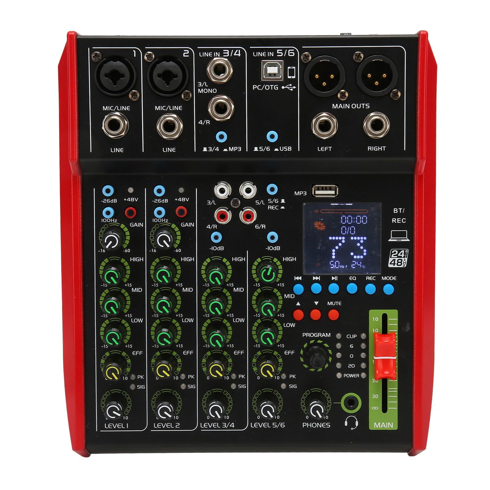 

Профессиональный DJ-микшер 6-канальный Bluetooth DSP многофункциональный звуковой микшерный пульт для микрофона EU Plug