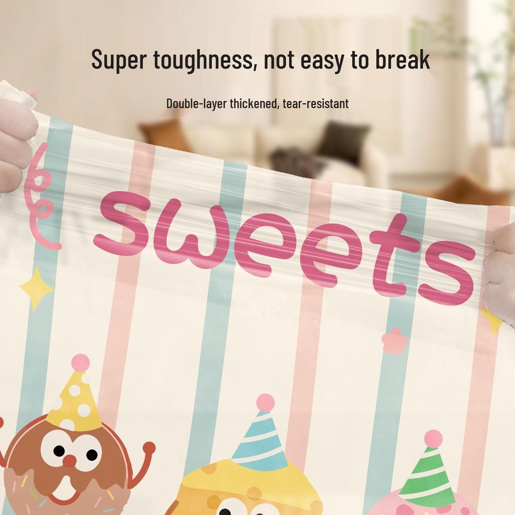 Thickened Handheld Garbage Bag with Drawstring, Odor Removal, Automatic Closure, Large Size