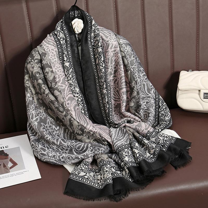 Scialle Pashmina di Lusso Invernale in Cashmere Avvolgente da Donna Sciarpe Calde Autunnali Design Stampa Foulard Femminile Stole Sciarpa di Cotone