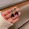 1 Pair Black Camellia Earrings For Women Elegant  Flower Hanging Earring Party Jewelry Valentine'S Day Girl Gift