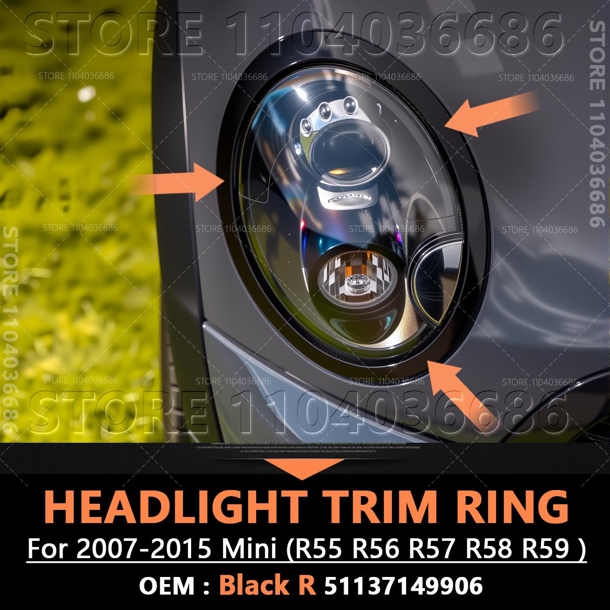 

Для 2007-2015 R55 R56 R57 R58 R59 Mini Cooper Clubman Hatchback Roadster Накладка-кільце на фару Покриття 51137149905 51137149906 Black R 51137149906