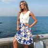 Women Summer Printing Dresses Sleeveless Casual Loose Swing Button Down Midi Sundress With Pockets