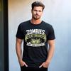 Unisex Adults M Black Cotton Crew Neck Short Sleeve Zombies Eat Brains T-Shirt