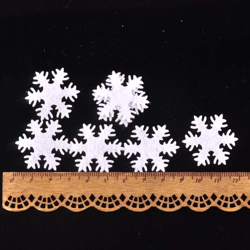 Mini Non-Woven Snowflake Christmas Decor with Silk Flower - No Back Adhesive
