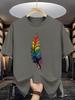 Summer Unisexs 100 Pure Cotton Casual Loose Feather Print Sports Round Neck Short Sleeved Soft Breathable Highquality Tshirt