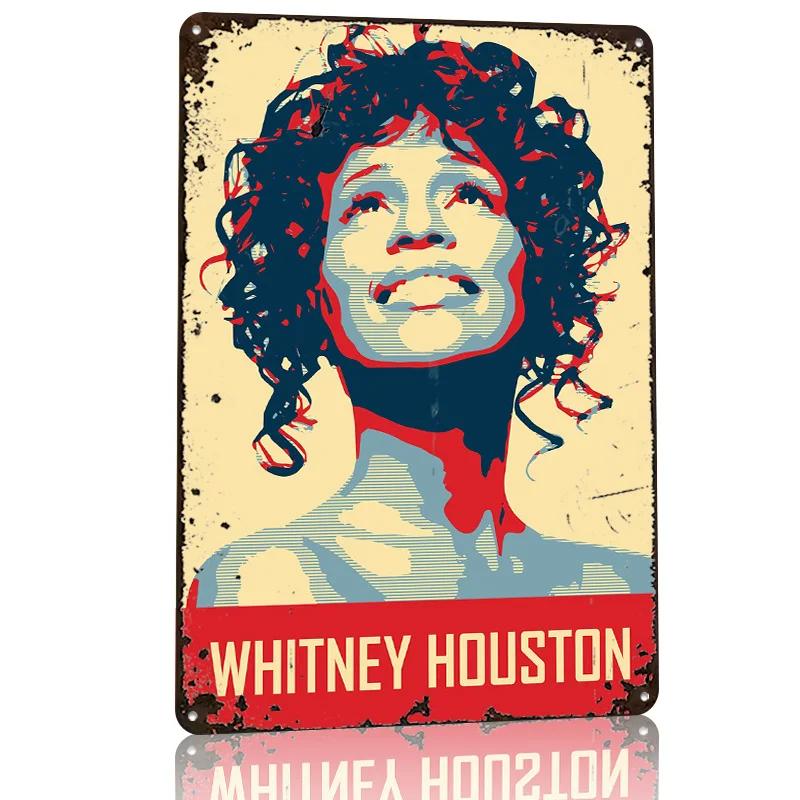 Whitney Houston Spersonalizowany Metalowy Plakat D Teksturowany Sztuka Ścienna Blaszany Znak do Dekoracji Salonu Przedmioty do Wystroju Domu Dom